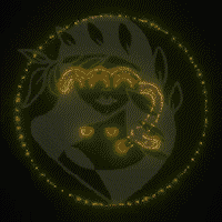 Glowing graphic representing a Virgo with a glowy virgo symbol in neon