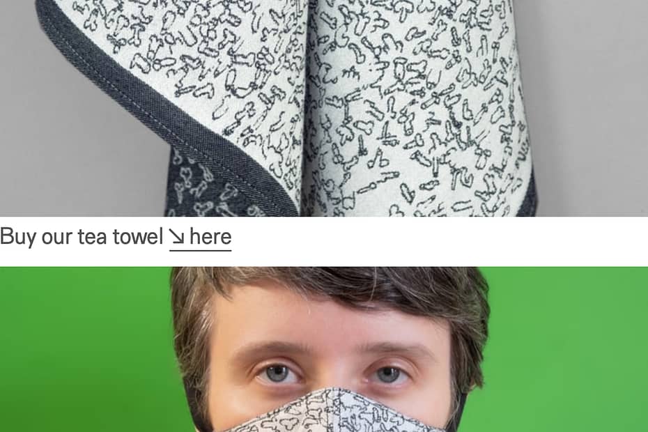 towel and face mask with identical generated doodle print